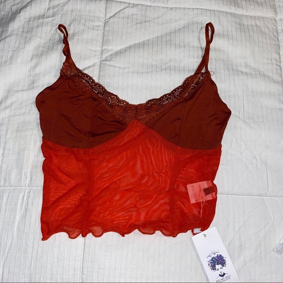 Burnt Orange lace color mesh Y2K crop top ✨🧡 - Picture 6 of 8